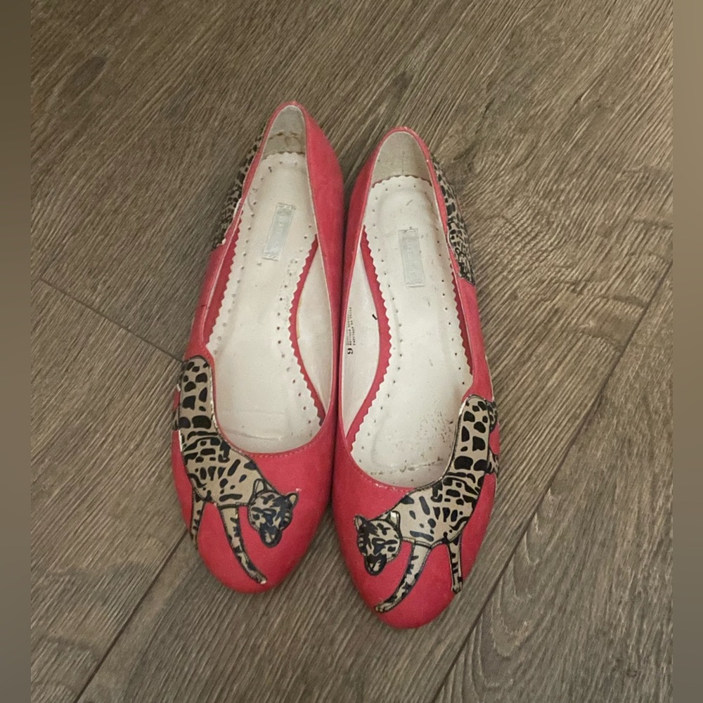 Pink Pointy Toe Leopard Flats